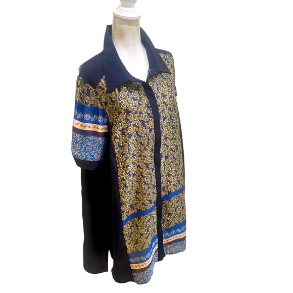 Asos Curve short sleeve button down shirt dress mixed cherry blossom print 16 - Picture 3 of 12